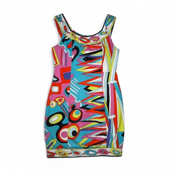 Vintage 90's Pucci Inspired Print Mini Dress Size M - Picture 5 of 7